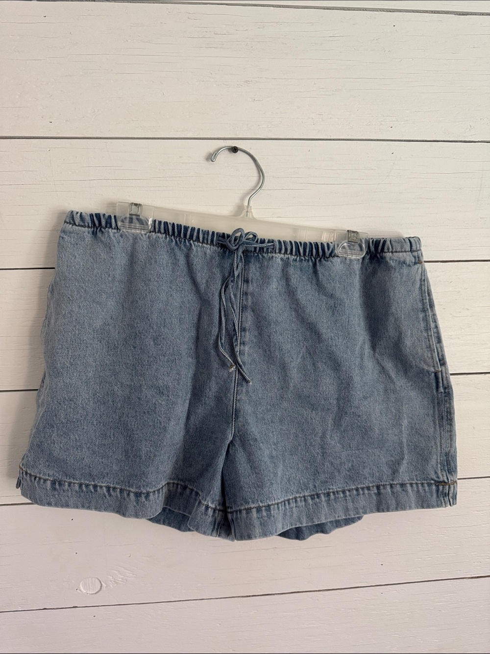 Light Wash Denim Pull-On Drawstring Shorts